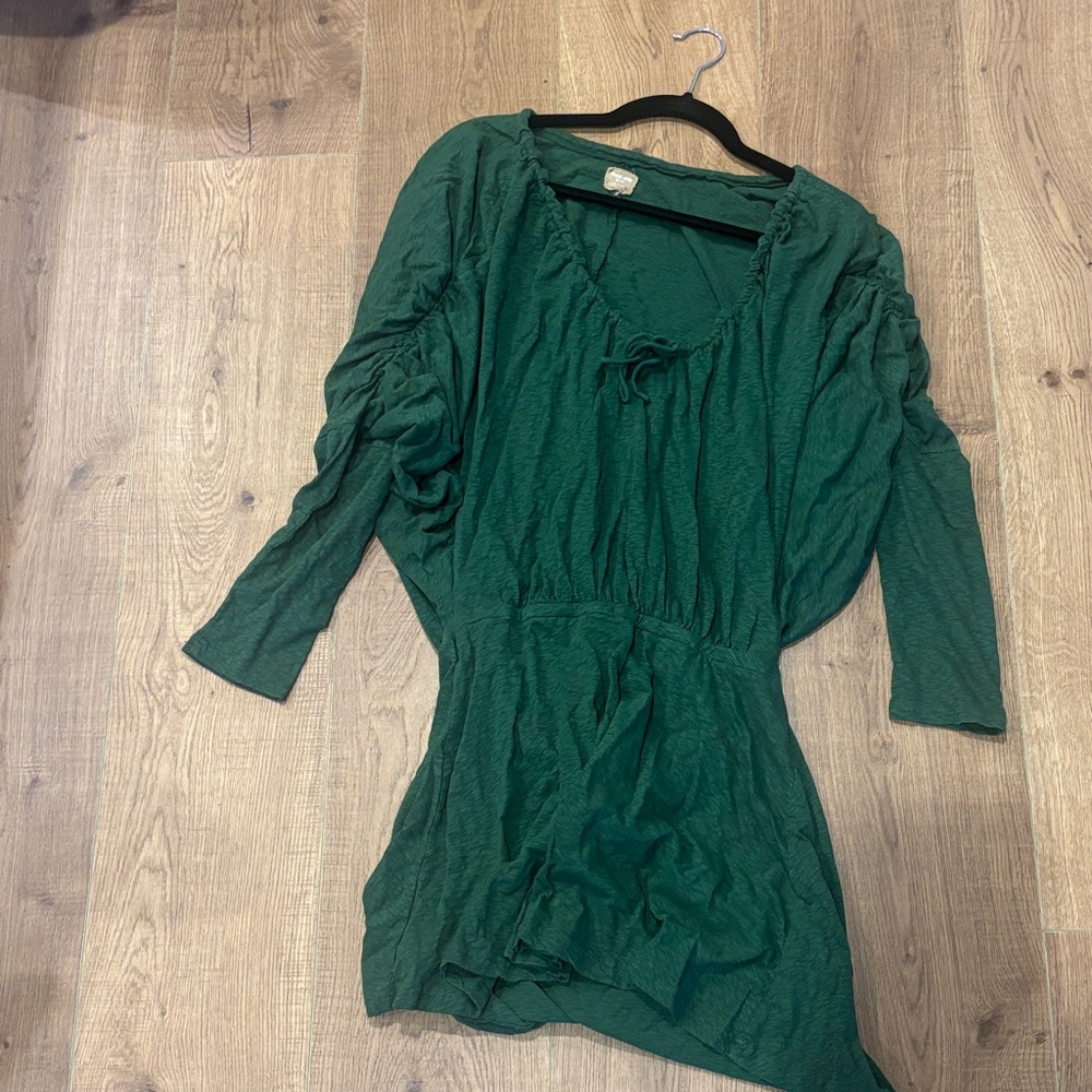 Free People Forest Green Tunic Top